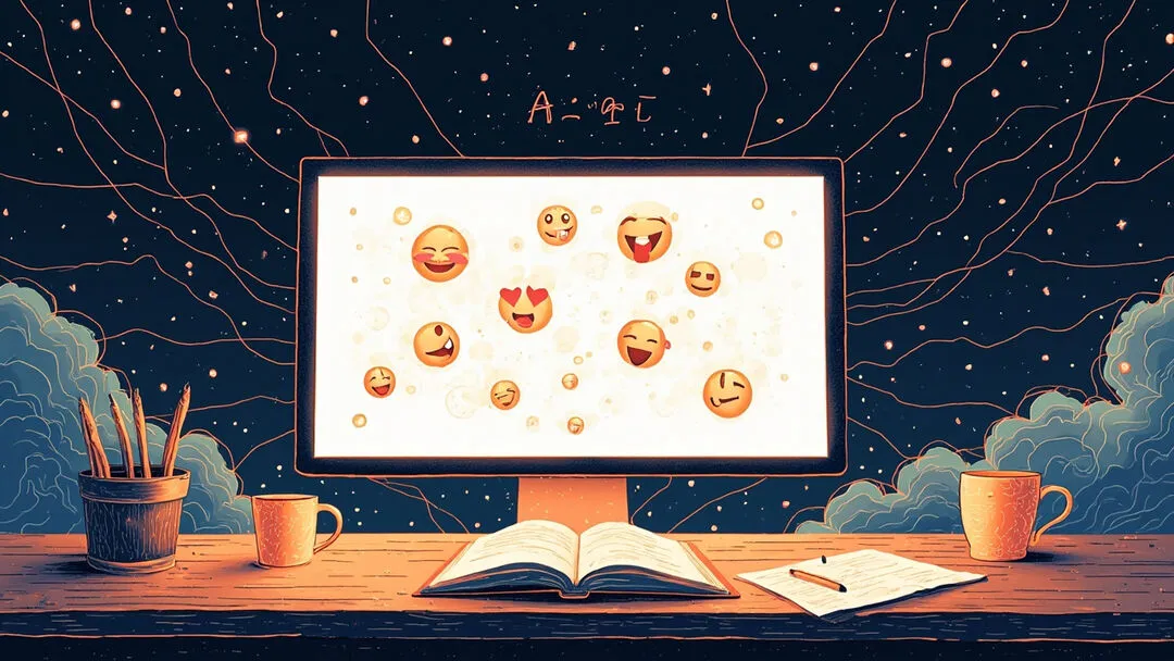 Hand-drawn/futuristic illustration: generative AI shaping the future of emoji